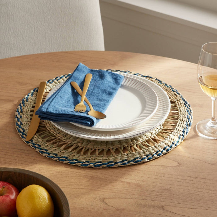 15" Woven Seagrass Charger Blue/Natural - Threshold