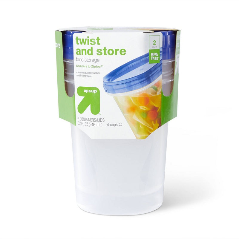 Twist and Store Large Round Food Storage Container - 2ct/32 fl oz - up & up