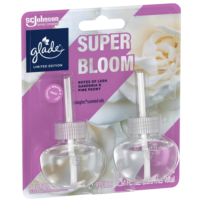 Glade PlugIns Scented Oil Air Freshener Refills - Super Bloom - 1.34 fl oz/2ct