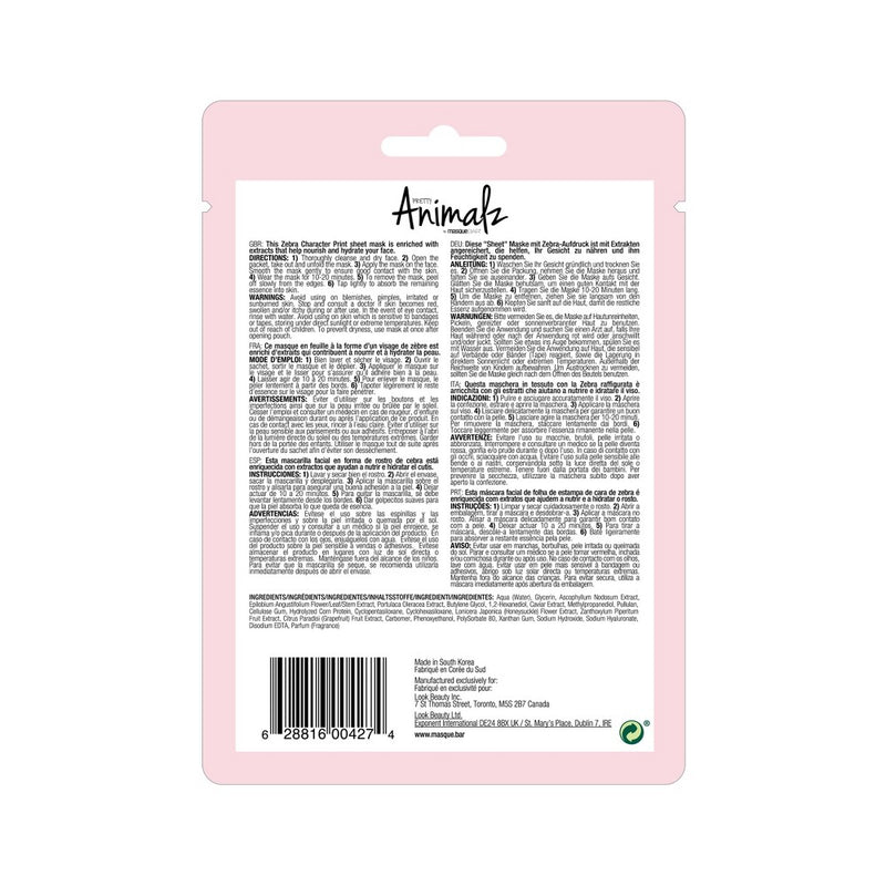 Pretty Animalz Zebra Sheet Mask (LOCAL PICKUP ONLY)