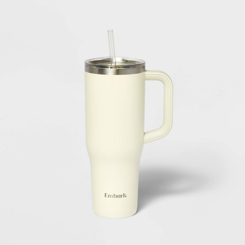 40oz Stainless Steel Straw Tumbler Cream - Embark