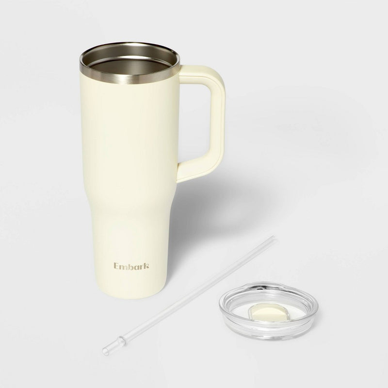 40oz Stainless Steel Straw Tumbler Cream - Embark