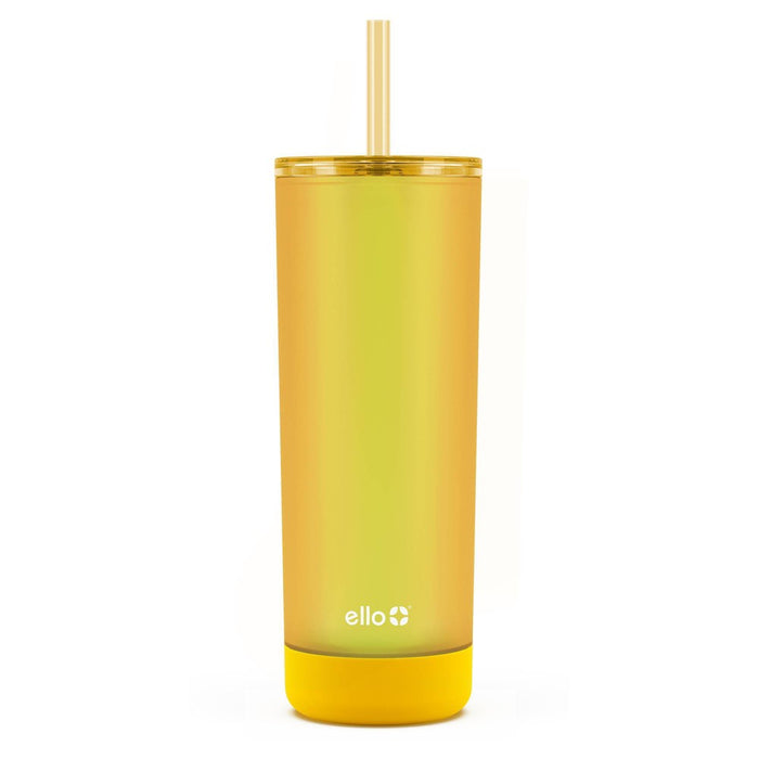 Ello Monterey 24oz Double Wall Plastic Straw Tumbler - Sunshine
