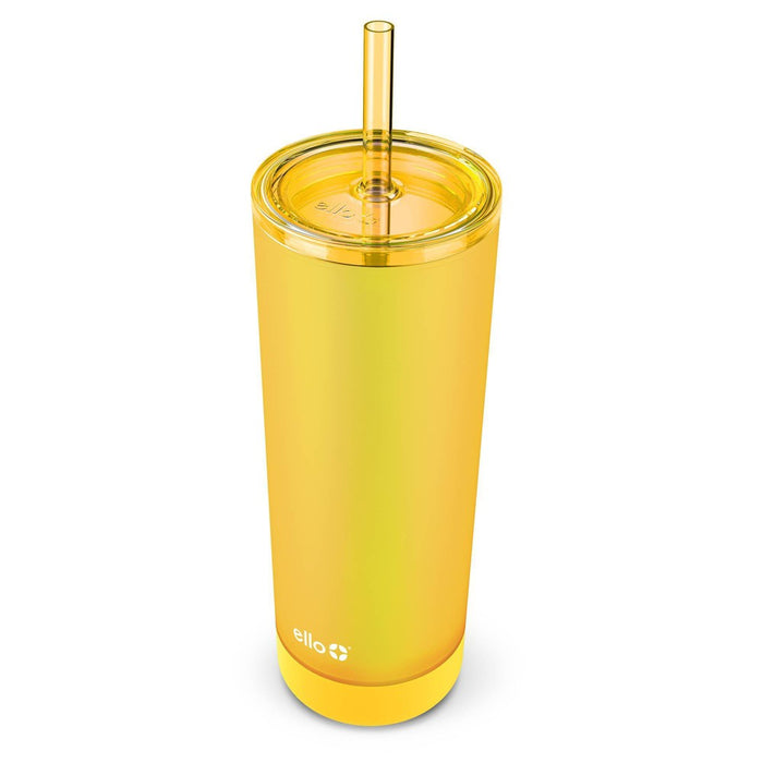 Ello Monterey 24oz Double Wall Plastic Straw Tumbler - Sunshine