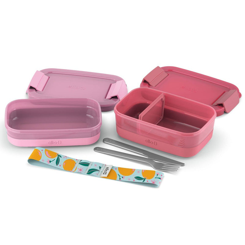 Ello 2pk Plastic Lunch Stack Food Storage Container Set Guava
