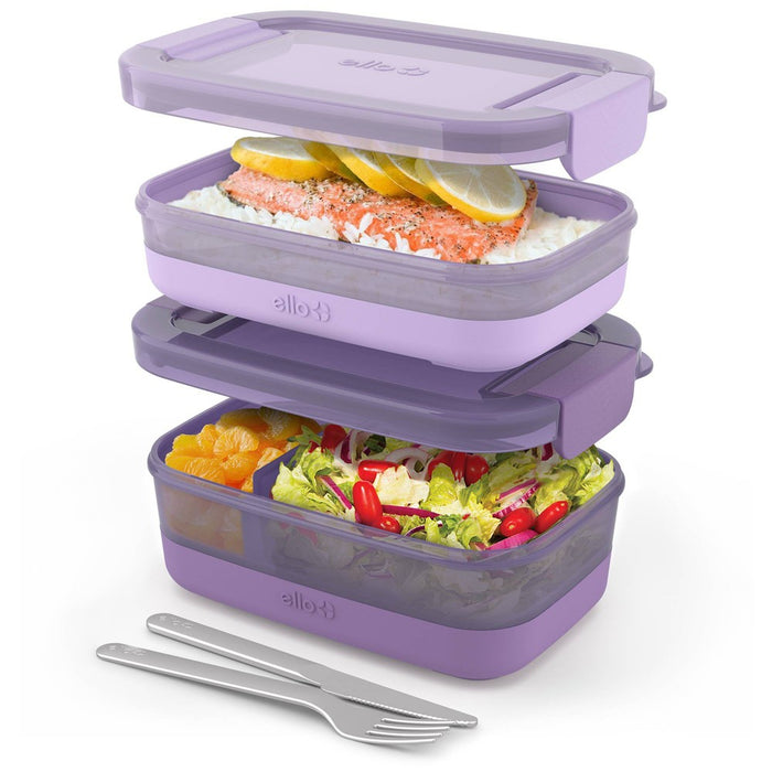 Ello 2pk Plastic Lunch Stack Food Storage Container Set Wisteria