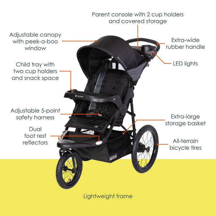Baby Trend Expedition Plus Jogger with LED Safety Light - Madrid Black (LOCAL PICKUP ONLY)