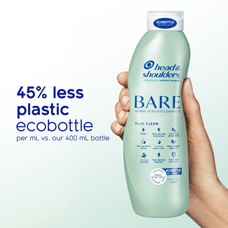 Head & Shoulders Bare Anti Dandruff Pure Clean Shampoo, Sulfate Free - 13.5 fl oz