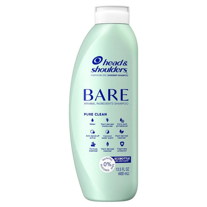 Head & Shoulders Bare Anti Dandruff Pure Clean Shampoo, Sulfate Free - 13.5 fl oz