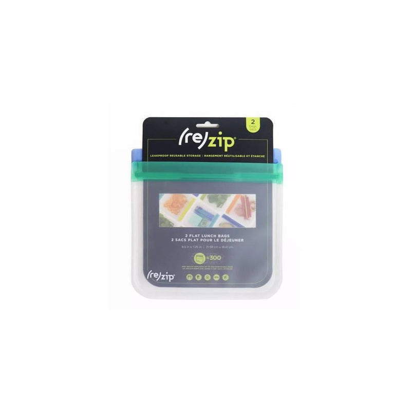 (re)zip Reusable Leak-proof Flat Sandwich Lunch Bag - 2pk (Colors May Vary)