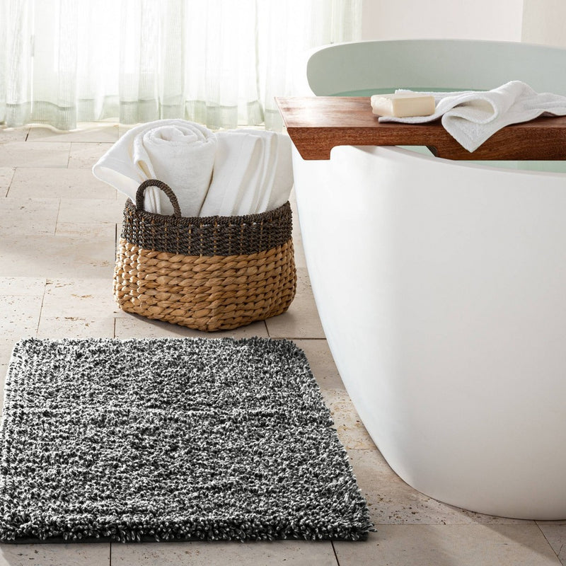 21"x34" Melange Looped Bath Rug Dark Gray - Casaluna