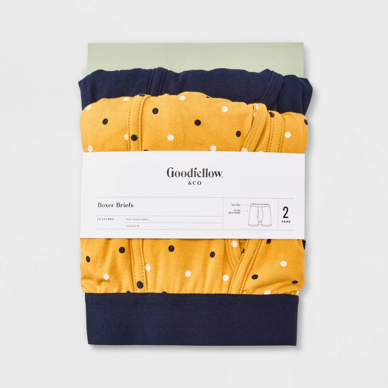 Men's Dotted Print Boxer Briefs 2pk - Goodfellow & Co Yellow XL