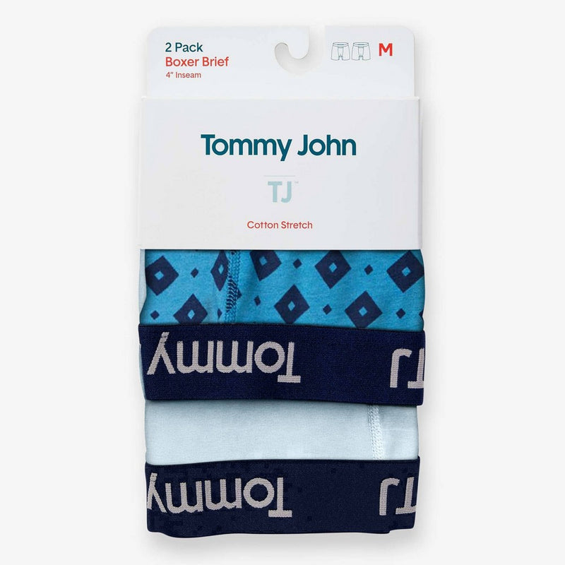 TJ | Tommy John Men's Diamond Print 4" Boxer Briefs 2pk - Blue XL