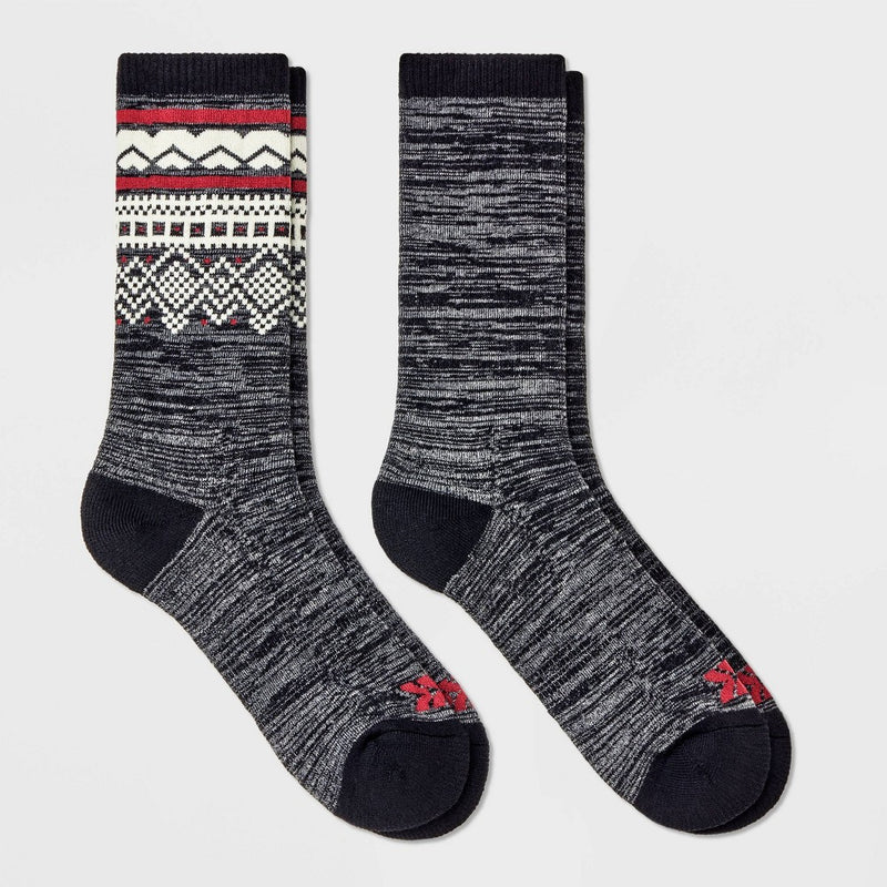 Men's Fair Isle Boot Socks - All In Motion Red/Black 6-12
