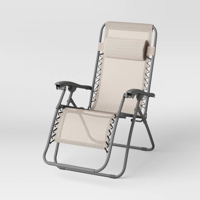 Zero Gravity Outdoor Portable Folding Lounge Chair Tan - Room Essentials (LOCAL PICKUP ONLY)