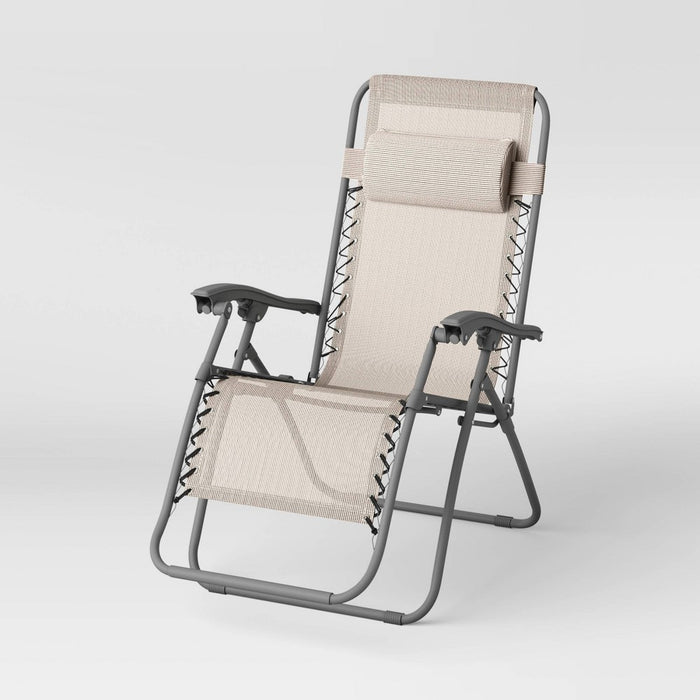 Zero Gravity Outdoor Portable Folding Lounge Chair Tan - Room Essentials (LOCAL PICKUP ONLY)