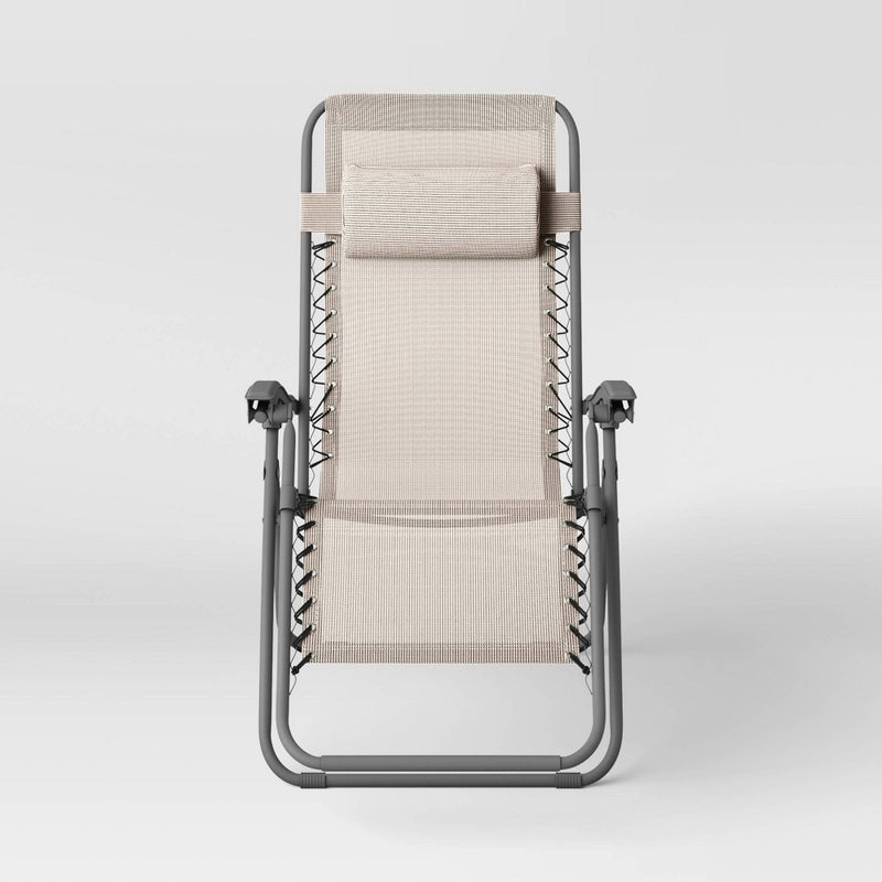 Zero Gravity Outdoor Portable Folding Lounge Chair Tan - Room Essentials (LOCAL PICKUP ONLY)