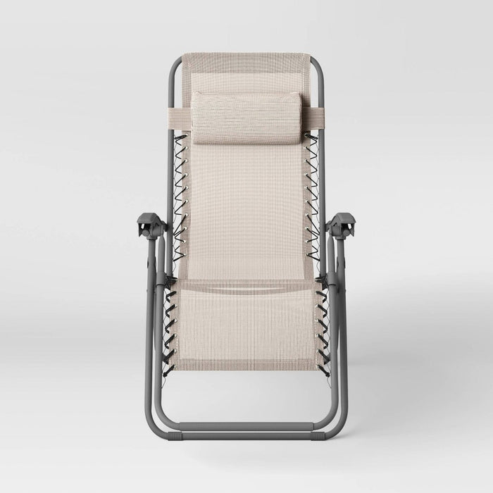 Zero Gravity Outdoor Portable Folding Lounge Chair Tan - Room Essentials (LOCAL PICKUP ONLY)