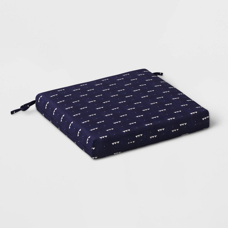 18"x20" Geometric Woven Outdoor Chair Seat Cushion Dark Blue - Threshold