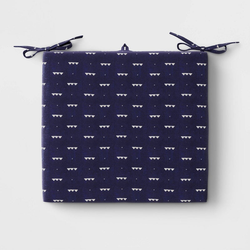 18"x20" Geometric Woven Outdoor Chair Seat Cushion Dark Blue - Threshold