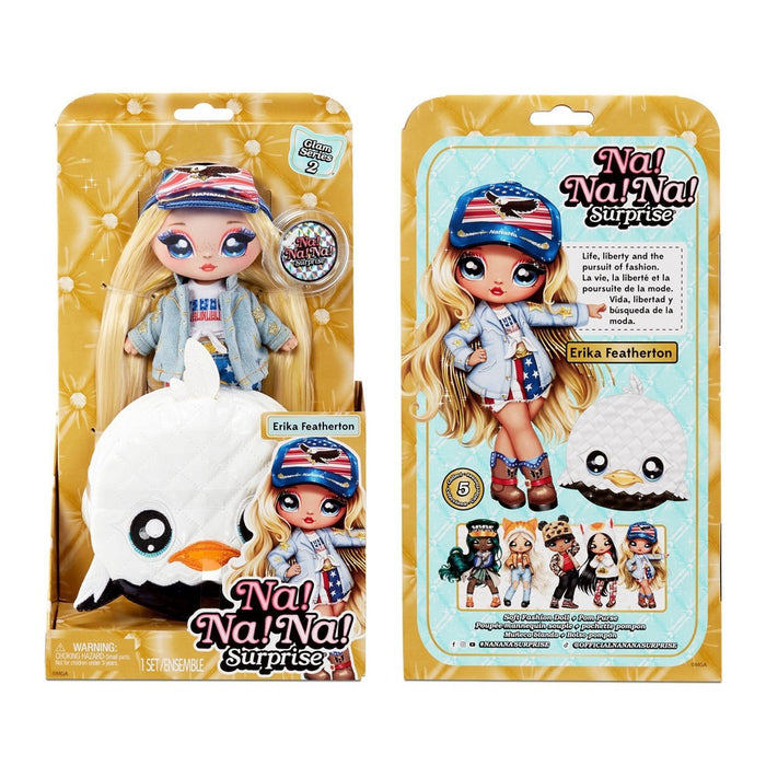 Na! Na! Na! Surprise Glam Series 2 Erika Featherton 2-in-1 7.5" Fashion Doll and Purse