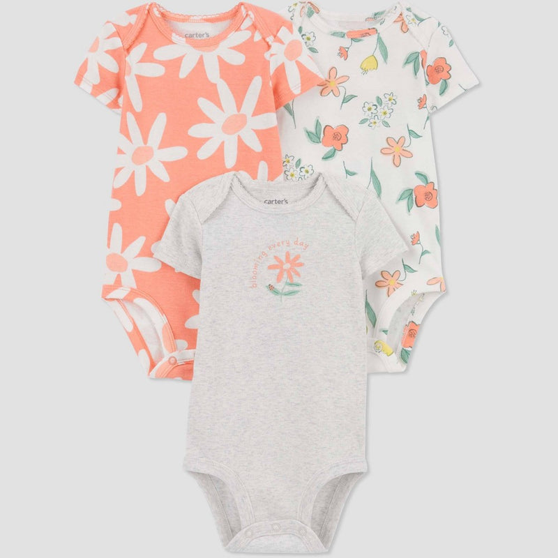 Carter's Just One You Baby Girls' 3pk Bodysuit - Coral Orange Newborn