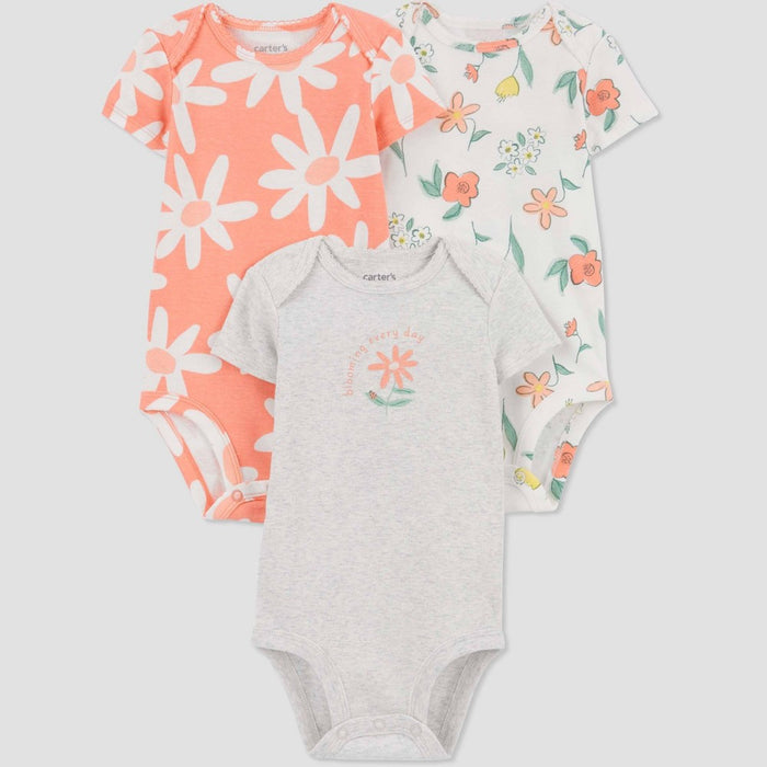 Carter's Just One You Baby Girls' 3pk Bodysuit - Coral Orange Newborn