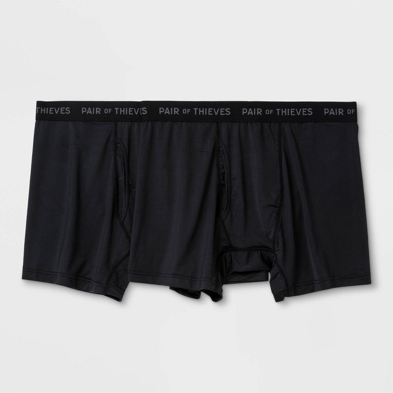 Pair of Thieves Men's Super Fit Boxer Briefs 2pk - Black XL: Moisture-Wicking, Quick-Dry, Stretch, Mid Rise Underwear