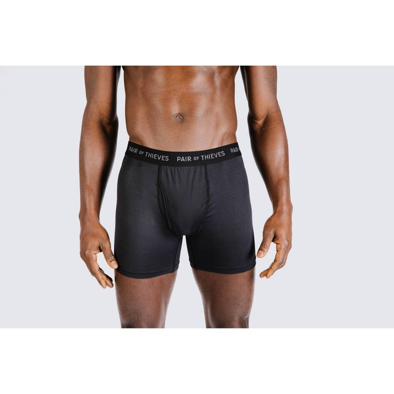 Pair of Thieves Men's Super Fit Boxer Briefs 2pk - Black XL: Moisture-Wicking, Quick-Dry, Stretch, Mid Rise Underwear