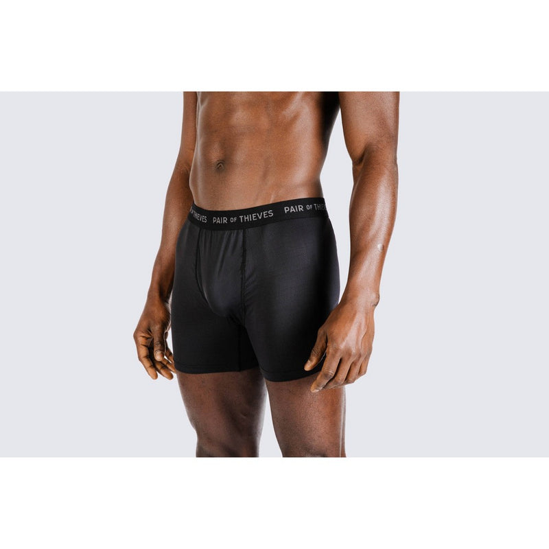 Pair of Thieves Men's Super Fit Boxer Briefs 2pk - Black XL: Moisture-Wicking, Quick-Dry, Stretch, Mid Rise Underwear