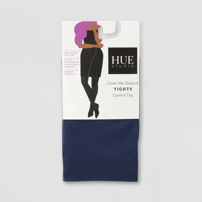 Hue Studio Women's 90D Cover Me Opaque Control Top Tights - Navy 4