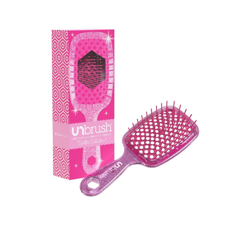 UNbrush Detangler Hair Brush - Glitter Rose Quartz