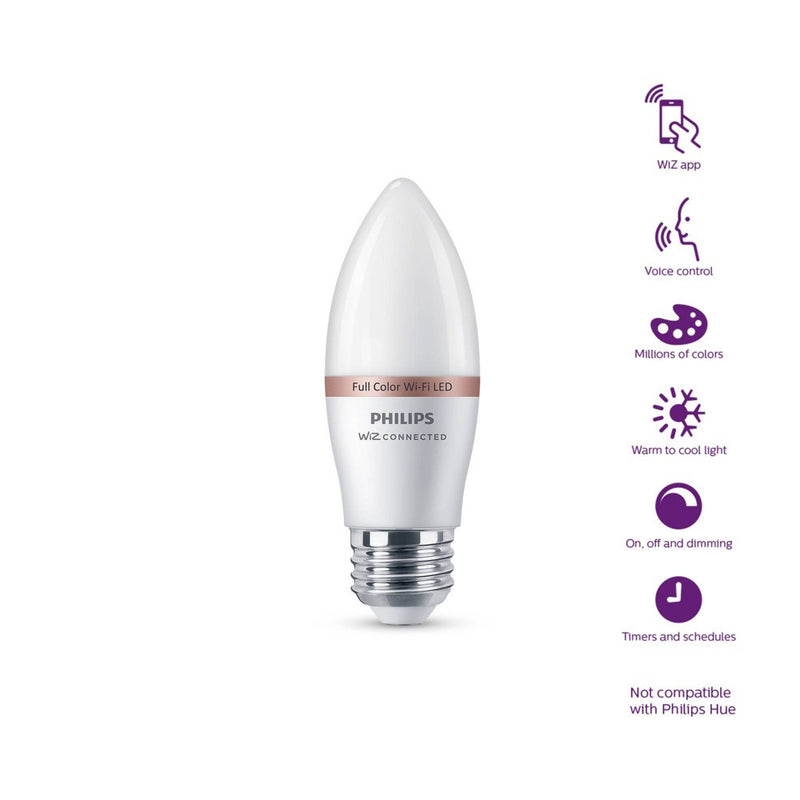 Philips Smart 40W Color Candelabra Base (E12) Candle 1P