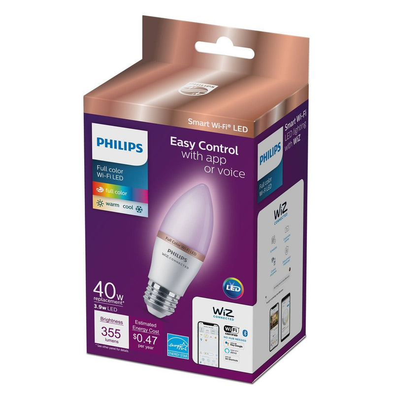 Philips Smart 40W Color Candelabra Base (E12) Candle 1P