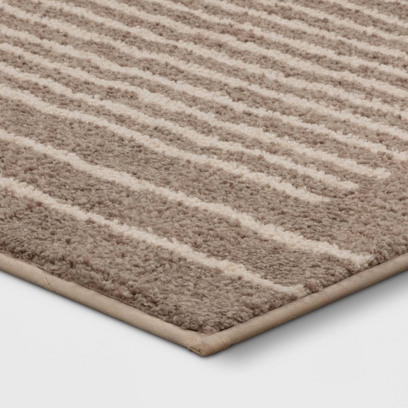 2'6"x4' Washable Knitted Stripe Accent Rug Tan - Threshold (LOCAL PICKUP ONLY)