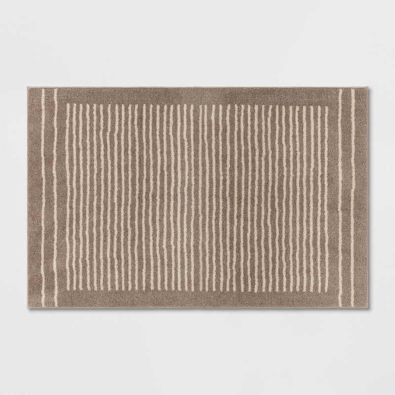 2'6"x4' Washable Knitted Stripe Accent Rug Tan - Threshold (LOCAL PICKUP ONLY)