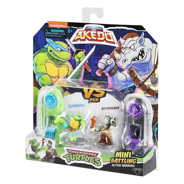 Akedo Teenage Mutant Ninja Turtles Leonardo vs Rocksteady Mini Figure Set - 2pk
