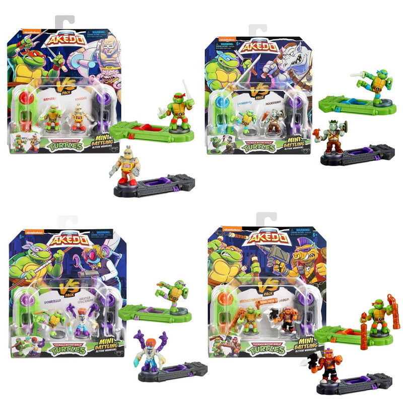 Akedo Teenage Mutant Ninja Turtles Leonardo vs Rocksteady Mini Figure Set - 2pk