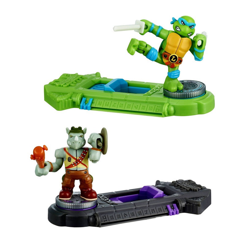 Akedo Teenage Mutant Ninja Turtles Leonardo vs Rocksteady Mini Figure Set - 2pk