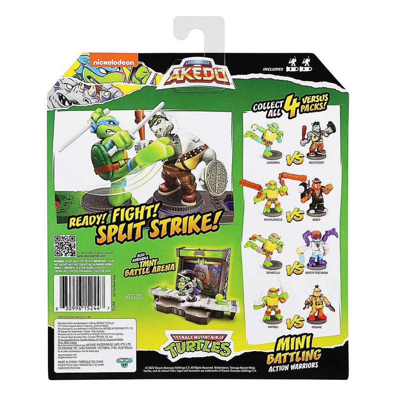 Akedo Teenage Mutant Ninja Turtles Leonardo vs Rocksteady Mini Figure Set - 2pk