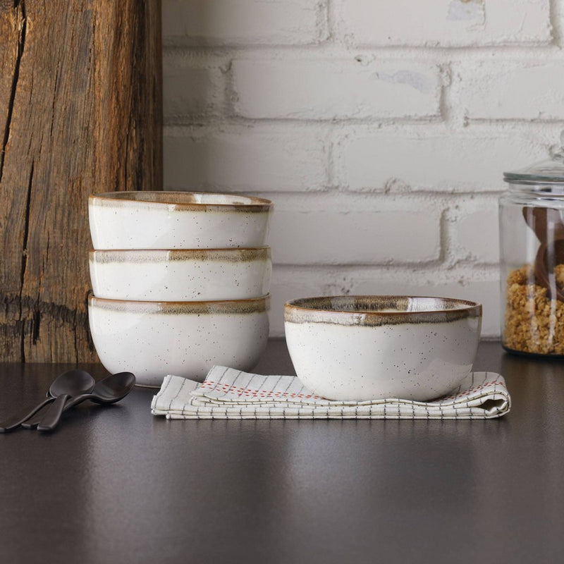 4pk 22oz Stoneware Reactive Glaze Cereal Bowl Set Cream - Hearth & Hand with Magnolia