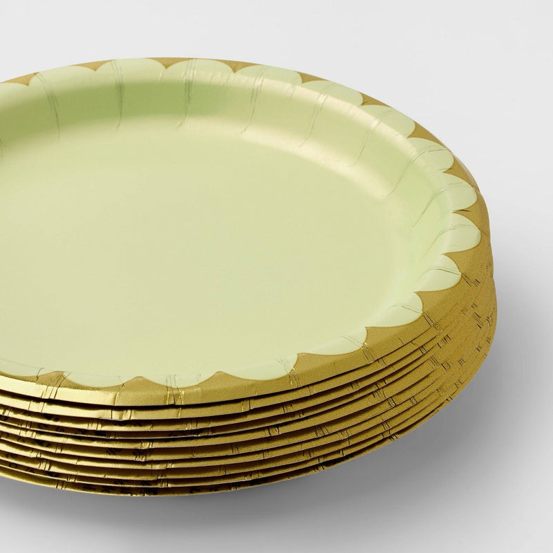 6.75" 10ct Light Green Scalloped Snack Plates - Spritz