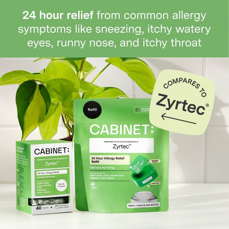 Cabinet Health 24hr Allergy Relief Cetirizine HCl 10mg Refill Compostable Gusset Pouch - 40ct