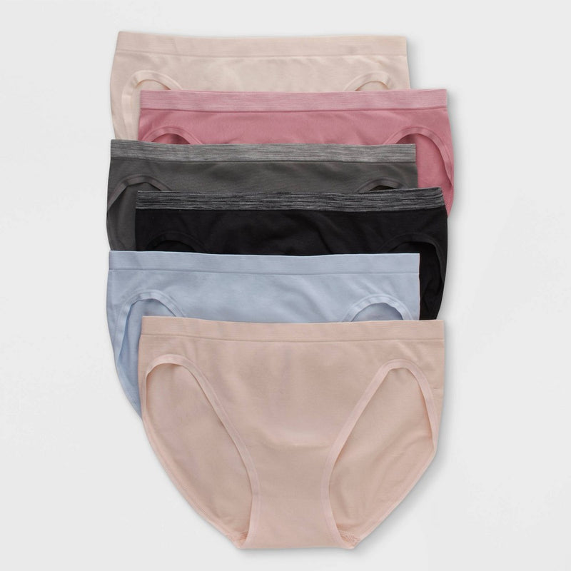 Hanes Women's 6pk Comfort Flex Fit Seamless Bikini Underwear - Colors May Vary L