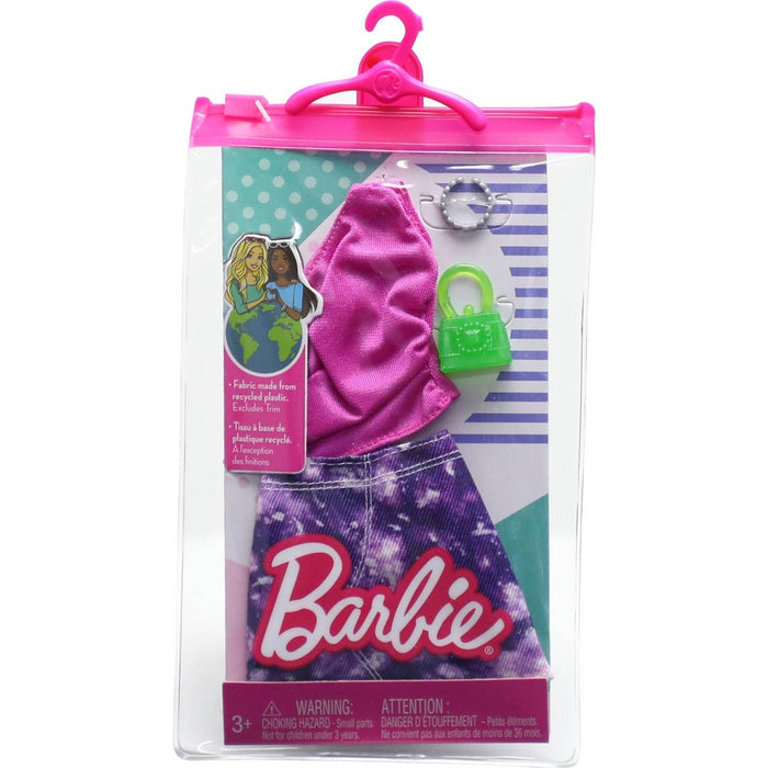 Barbie Complete Looks Clothes Pink Top and Tie-Dye Skirt with Accessories