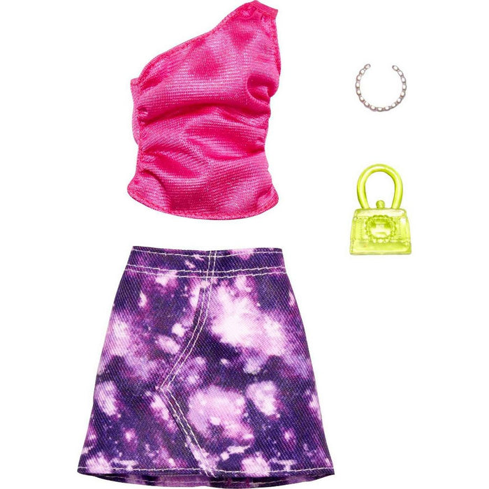 Barbie Complete Looks Clothes Pink Top and Tie-Dye Skirt with Accessories