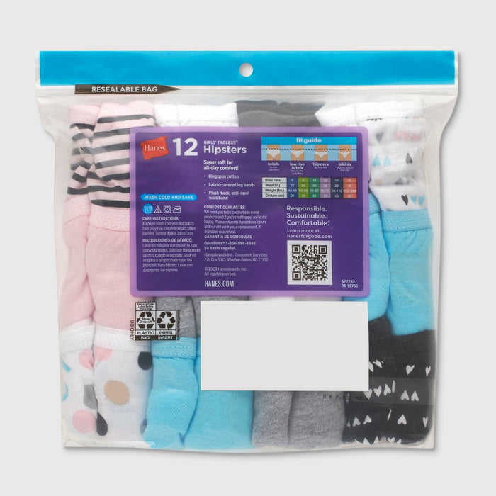 Hanes Girls' 12pk Hipster - Colors May Vary 10