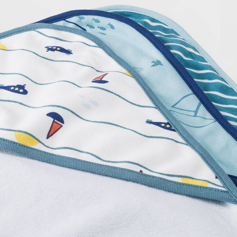 Baby 3pk Boys' Seaside Hooded Towel - Cloud Island Blue