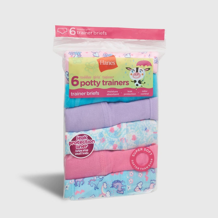Hanes Toddler Girls' 6pk Training Briefs - Colors May Vary 2T-3T