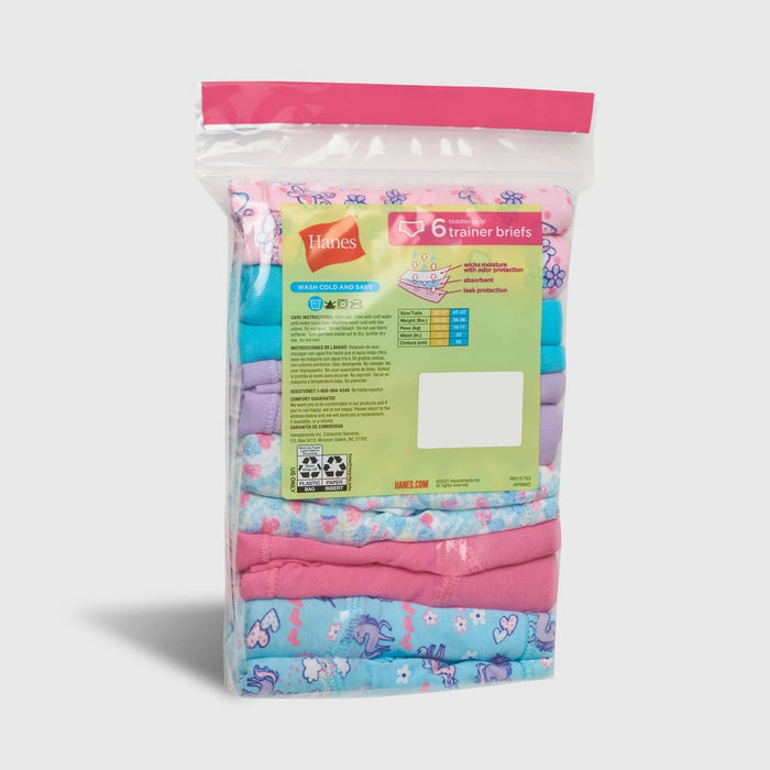 Hanes Toddler Girls' 6pk Training Briefs - Colors May Vary 2T-3T